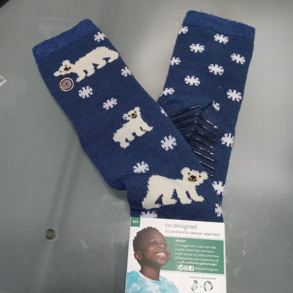 Thick, Squishy Merino Wool Blend Non-Skid Polar Bear Socks with a Story